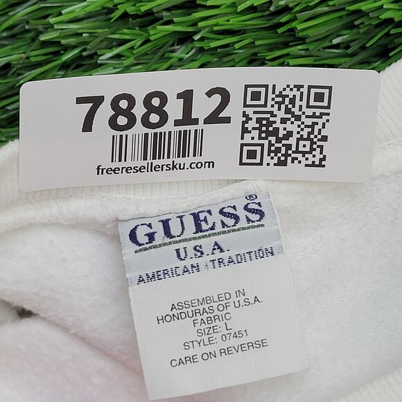 Vintage 90s GUESS USA Sweatshirt Womens Large 23x24 White - Picture 11 of 16